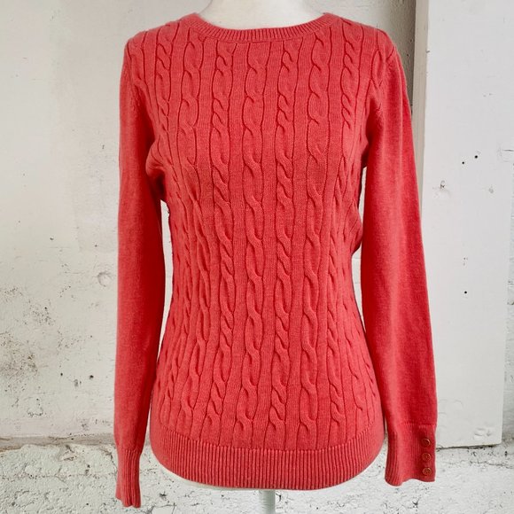 Talbots Lambswool Blend Cable Knit Crew Sweater (size M) - Picture 3 of 8